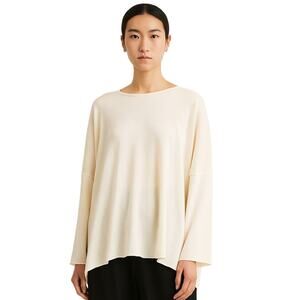 Eskandar Lagenlook A-Line Sweater Bateau Neck Raw Edge Oversized Luxury Knit